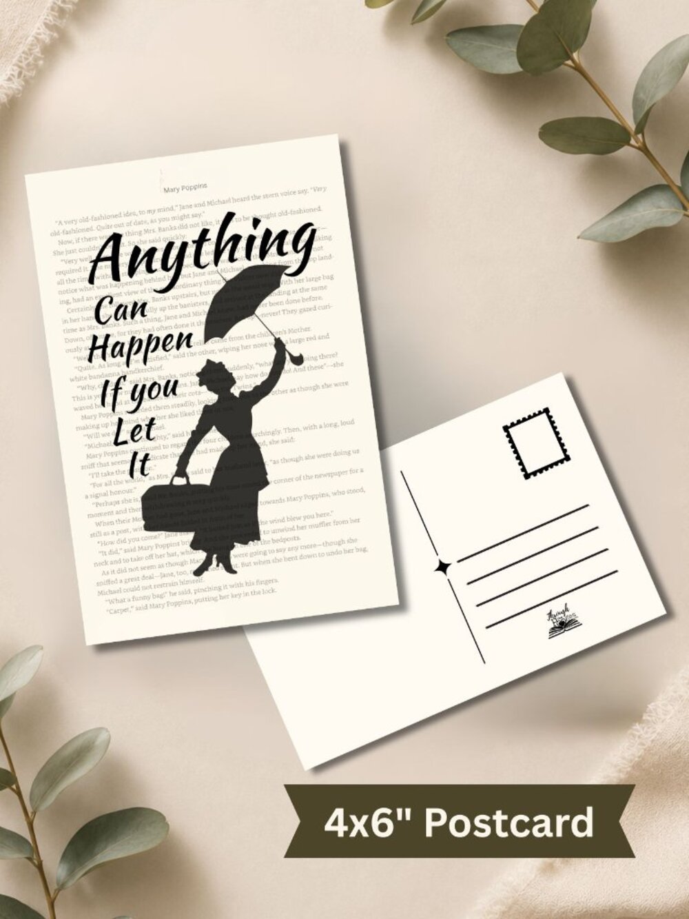 Mary Poppins Book Page Postcard Mini Art Print